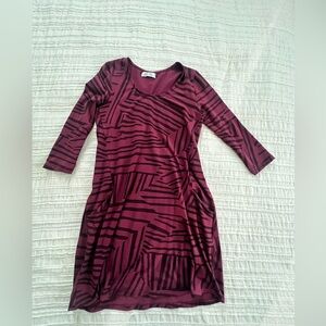 Fighting Eel Ava Sky Maroon Geometric Long Sleeve Dress with pockets size Medium